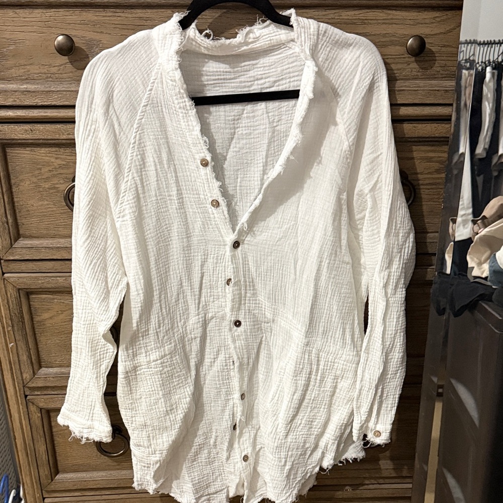 White Button-Up Gauze Shirt